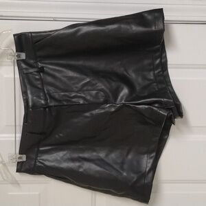 Fashion Nova Black Faux Leather High Waist Shorts